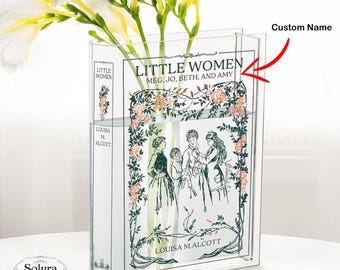 Little Women acryl boekenvaas, literaire boekenplank bloemenhouder, Cottagecore decor, cadeau voor lezers en leraren, Moederdag
