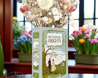 Wuthering Heights Ceramic Book Vase, Book-Shaped Flower Holder, Literary Decor, Gift for Readers & Teachers, Gothic Romance, Dark Academia