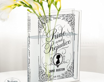 Pride & Prejudice-boekvaas, aangepaste naam, Jane Austen-cadeau, cadeau boekenliefhebber, cadeau leraar, geschenk leraar, middelpunt bruiloft, cadeau bruidsmeisje