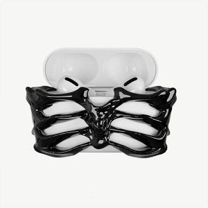 Skeleton Ribcage AirPods Case, Gothic Black AirPods Cover, 3D Bone Protective Case, Alt Aesthetic AirPods Accessories