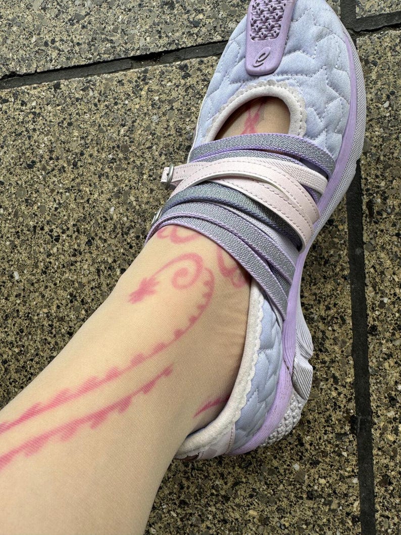 Pink Tattoo Print Sheer Skin Tights image 5