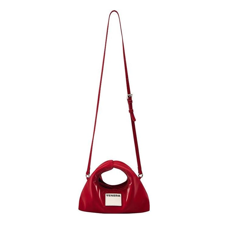 Mini bolso HOBO de cuero vegano de base biológica TENERA Noxtilia™ Silk Red