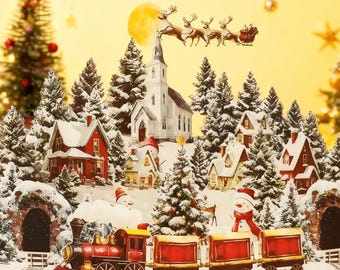 Pop Up 3D Christmas Card, White Paper Art Holiday Greeting Card, Handmade Winter Scene Card, Unique Merry Christmas Gift for Family &Friends