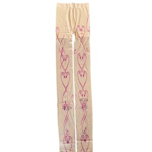 Pink Tattoo Print Sheer Skin Tights image 2