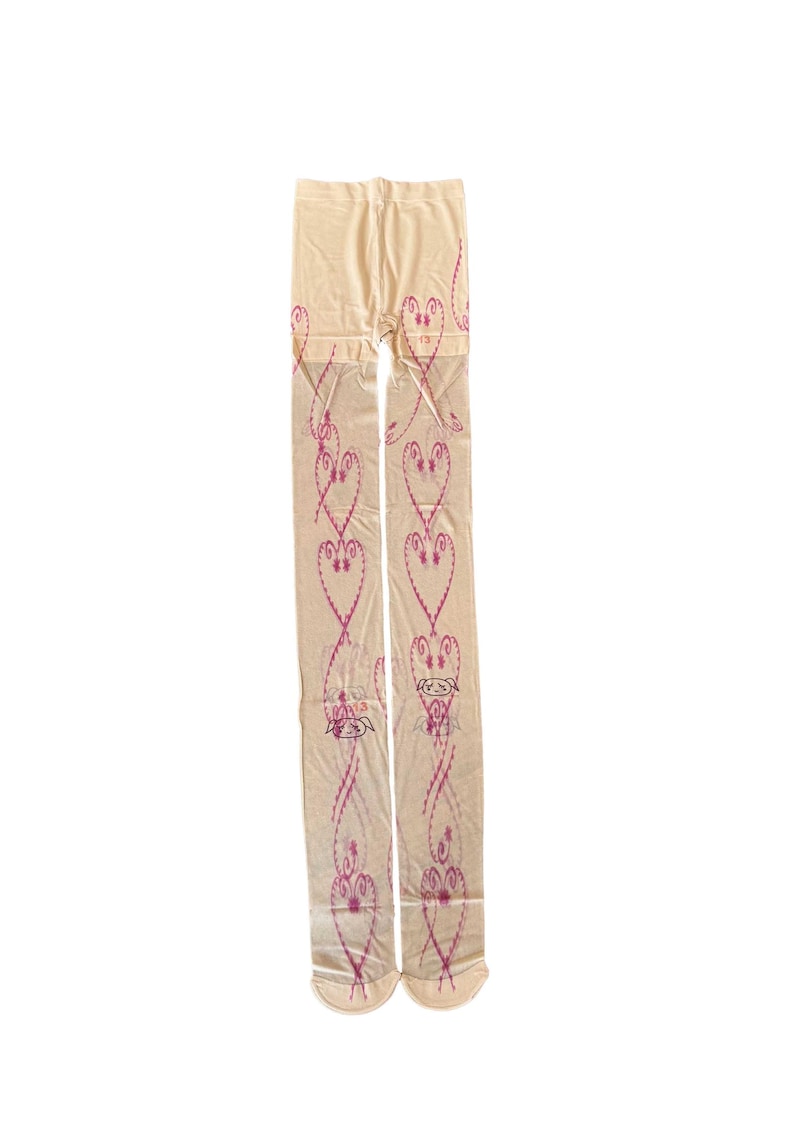 Pink Tattoo Print Sheer Skin Tights image 2