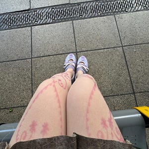 Pink Tattoo Print Sheer Skin Tights image 4