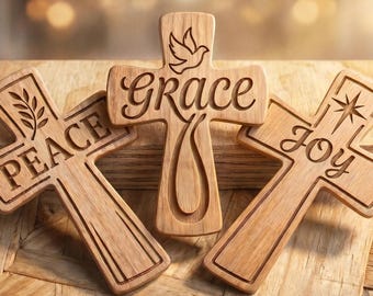 Cruz de la Paz, Gracia y Alegría SVG, archivo de corte láser para Glowforge, descarga digital.