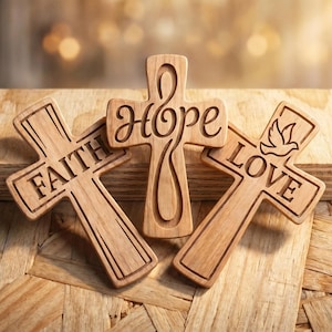 3D-lagers kors SVG, tro hopp kärlek laserskuret mönster, kristen konst av plywood, religiös silhuett för Glowforge, digital nedladdning bild 3