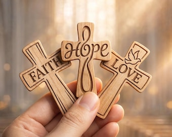 Cruz 3D en capas SVG, patrón de corte láser de Fe, Esperanza y Amor, arte cristiano en madera contrachapada, silueta religiosa para Glowforge, descarga digital.