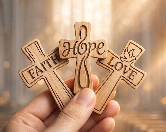 3D Layered Cross SVG, Faith Hope Love Laser Cut Pattern, Plywood Christian Art, Religious Silhouette for Glowforge, Digital Download