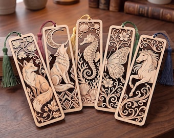 Laser Cut Bookmark SVG Bundle, Wooden Bookmark Files for Glowforge, Nature Animal Bookmarks Vector Template, Digital Download