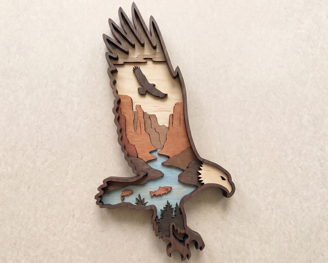 Layered Eagle SVG for Laser Cut, 3D Multi-layer Eagle Digital File ...