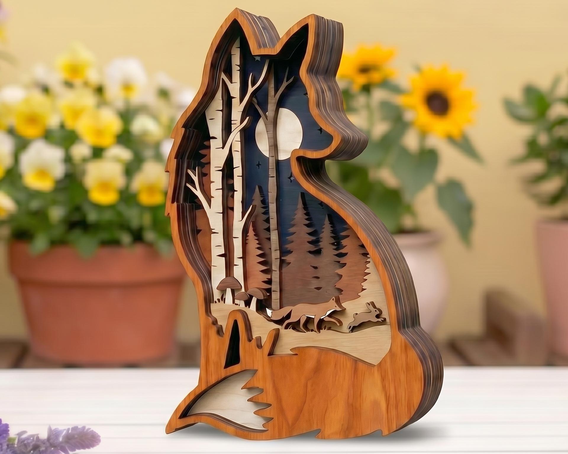 Fox Layered SVG, 3D Laser Cut File for Glowforge, Multi-layer Plywood ...