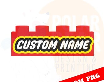 Custom Name Building Bricks PNG, Personalized Kids Birthday Shirt Design (Digital Download)
