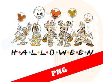 Mickey and Friends Halloween Mummy Crew PNG, Disney Family Matching (Digital)