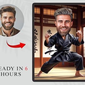 Custom Karate Cartoon Portrait, Karate Caricature, Karate Gift, Karate Cartoon, Karate Portrait, Custom Caricature from Photo, Martial Arts