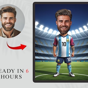 Footballer Caricature, Football Cartoon Portrait, Gift for him, Soccer Cartoon, Funny football Gift, Custom Caricature from Photo, Any team