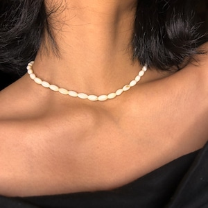 Natural Shell Bead Necklace Minimalist Choker,Dainty Beaded Everyday Necklace Gift for Her