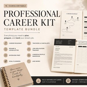 Resume Template Bundle | Cover Letter, LinkedIn Guide & Interview Workbook (Digital Download)