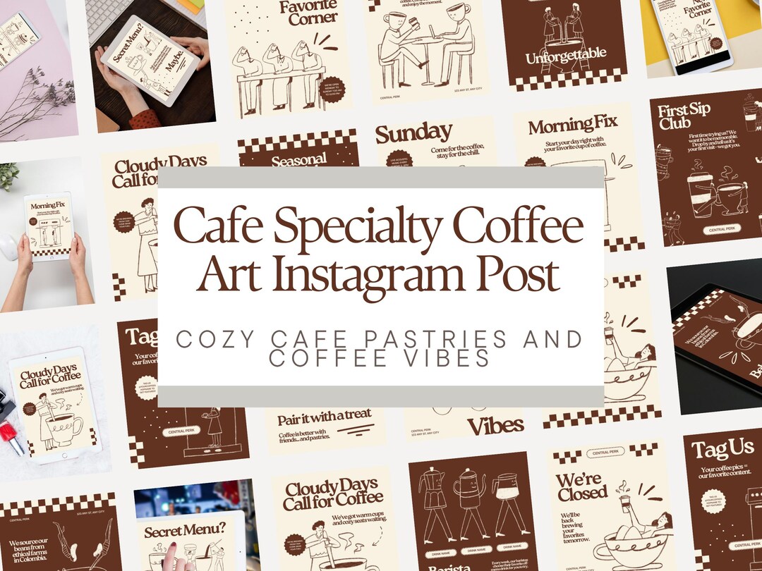 Cafe Instagram Post Template Editable Design For Coffee Shop Social 