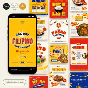 Rapsa Social Media Kit for Restaurant | Food Instagram Canva Templates | | Editable IG Posts & Stories