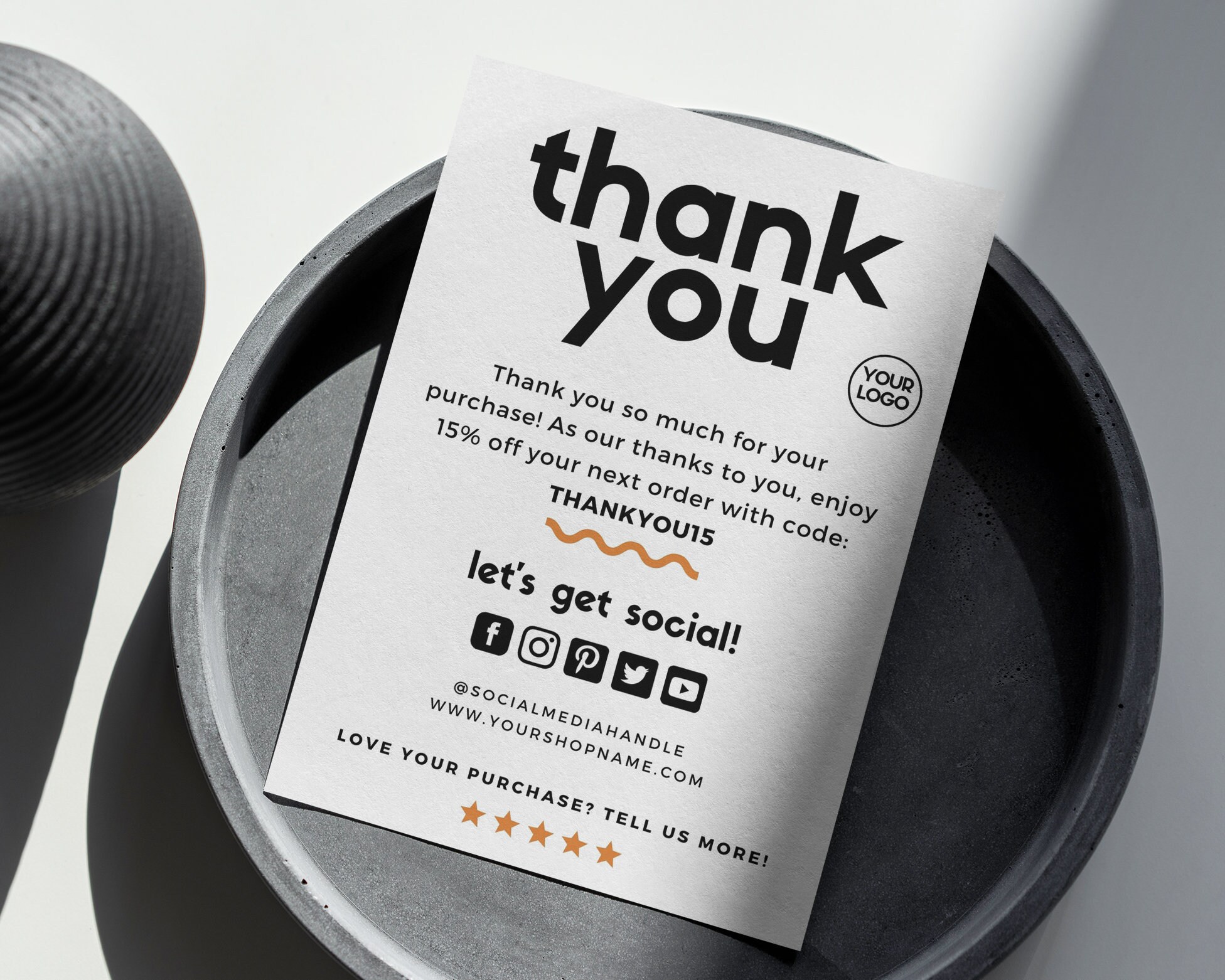 Digital Thank You Card Template for Small Business DIY Editable Thanks ...
