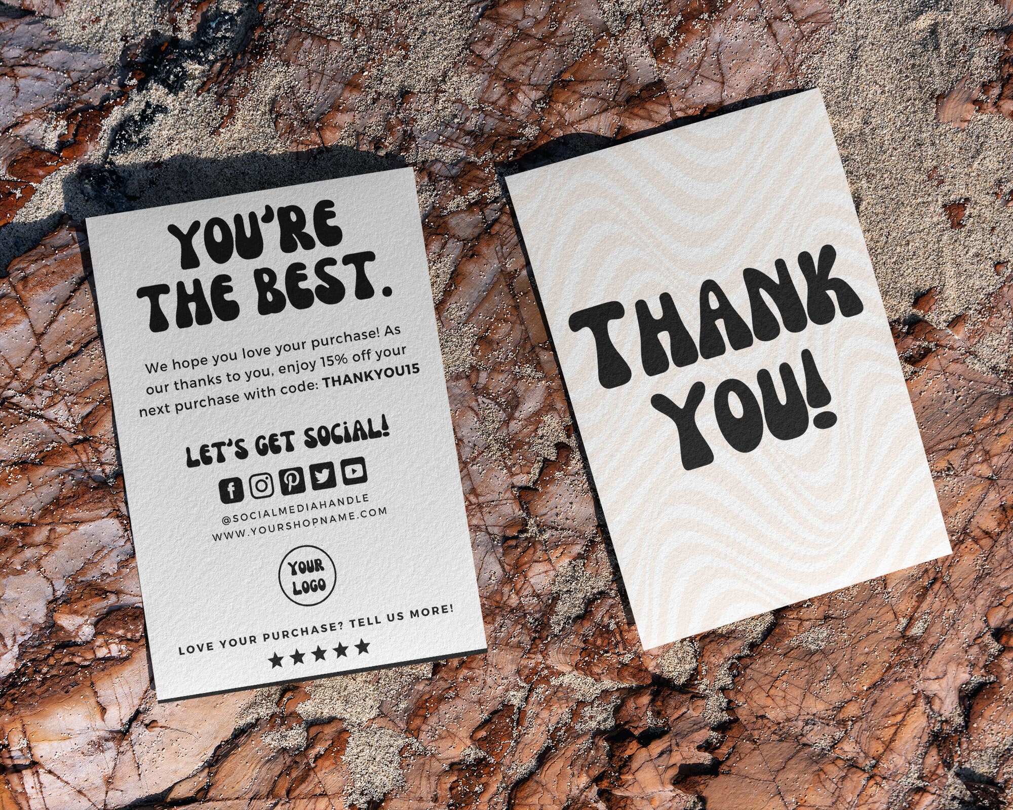 Editable Retro Thank You Card Template for Small Business DIY Thanks ...