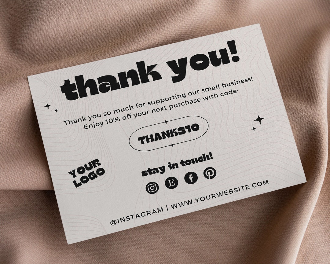 Digital Thank You Card Template for Small Business DIY Thanks Printable ...