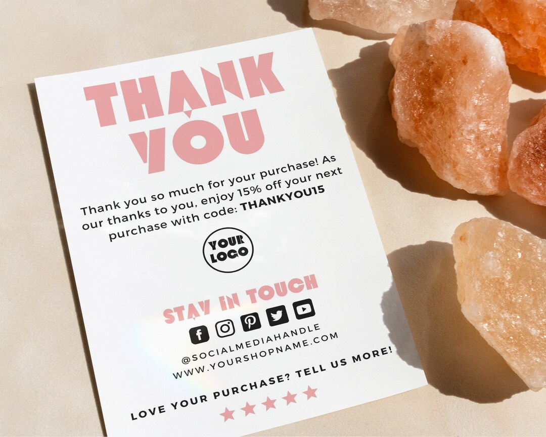 Digital Thank You Card Template for Small Business DIY Editable Thanks ...