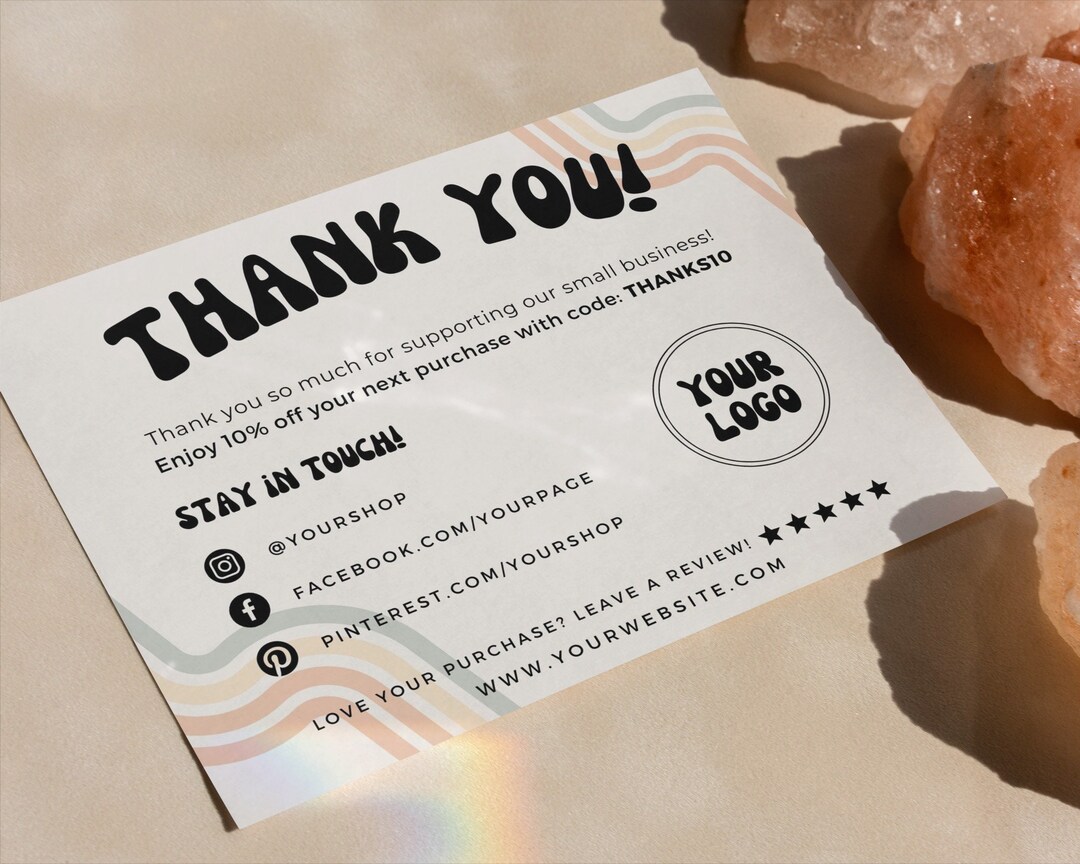 Digital Thank You Card Template for Small Business DIY Thanks Printable ...