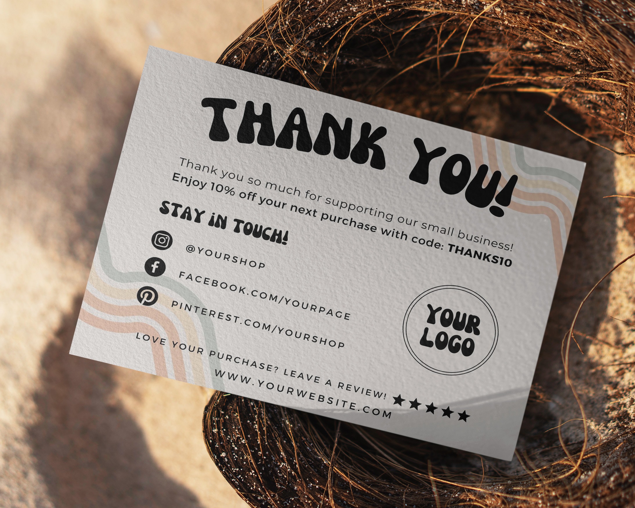 Digital Thank You Card Template for Small Business DIY Thanks Printable ...