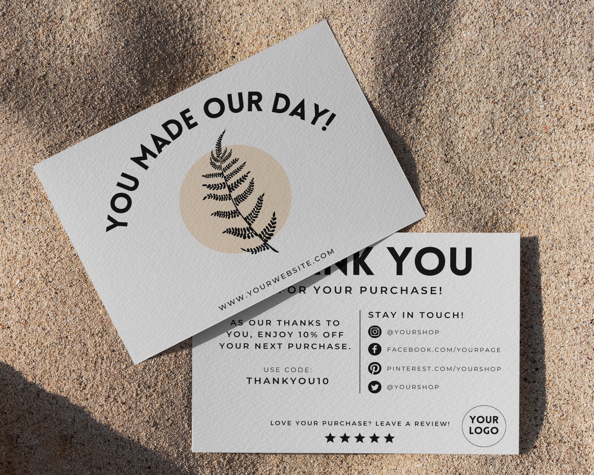 Digital Thank You Card Template for Small Business DIY Thanks Printable ...