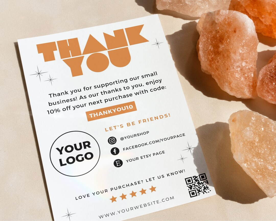 Editable Thank You Card Template for Small Business DIY Editable Thanks ...