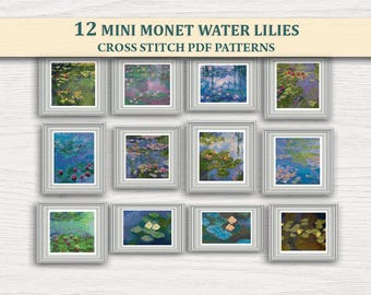 モネ クロスステッチ 池 パターン pdf、モネ 刺繍 睡蓮 池 クロス