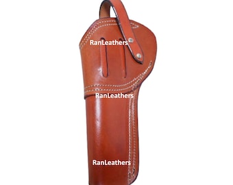 Skórzany pokrowiec na kaburę rewolwerową 6,5" – pasuje do Ruger Wrangler, Single Six, Single Ten .22, Heritage Rough Rider, Colt New Frontier, brązowy