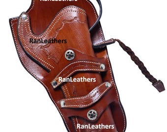 Kabura skórzana Cowboy Western Fast Draw do Colta SAA 1873 Ruger Wrangler Single Six Uberti Cattleman Heritage Rough Rider Classic Brown