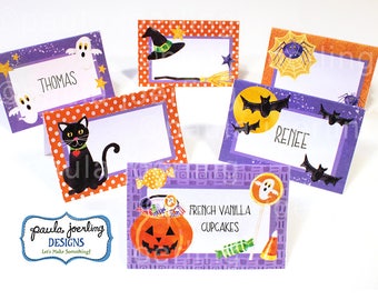 Carte de Place imprimable Halloween, Halloween nourriture étiquette, Halloween nourriture tente carte, téléchargement numérique Halloween, Halloween cadeau sac Tag