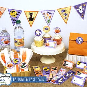 Printable Halloween Party Pack, Halloween Party Kit, Halloween Art, Halloween Digital Download, Halloween Pennant, Halloween Cupcake Topper