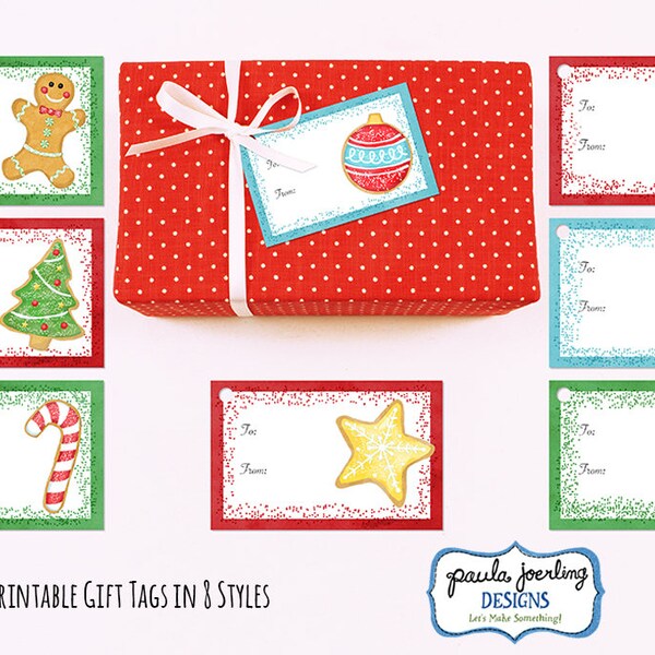 Printable Christmas Cookie Gift Tags, Holiday Gift Tags, Christmas Tags, Christmas Digital Download, Christmas Cookies, Gift Tag Download