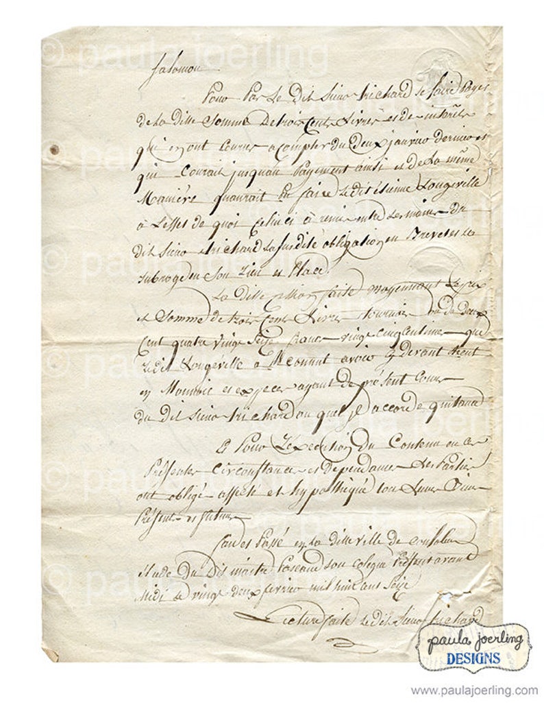 Printable French Cursive, Old French Writing Digital Download, Ephemera, Handwriting, Scrapbook Paper image 3