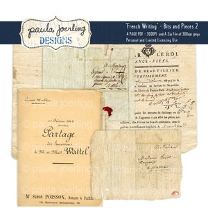 Vintage French Document Download, Printable, Digital Download, French Writing, Ephemera, Wax Seal, Handwriting Scrapbook Paper, Old Paper
