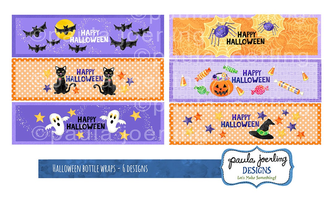 Printable Halloween Bottle Wrap, Halloween Printable, Halloween Party ...