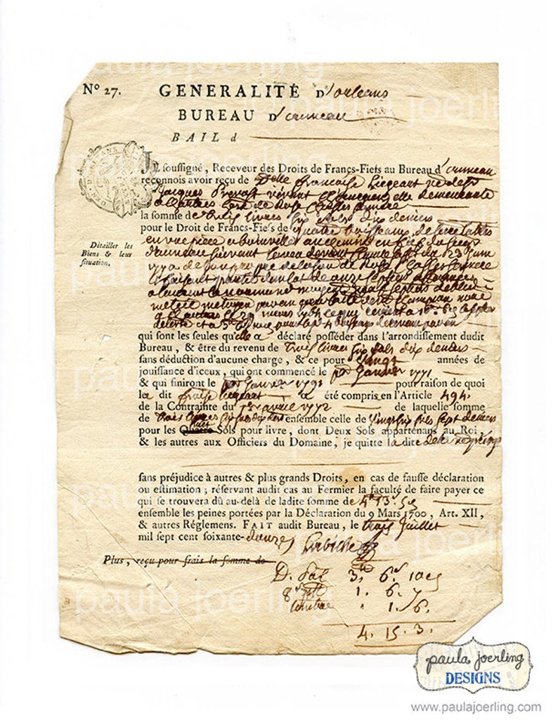 Vintage French Document, Printable, Digital Download, French Writing ...