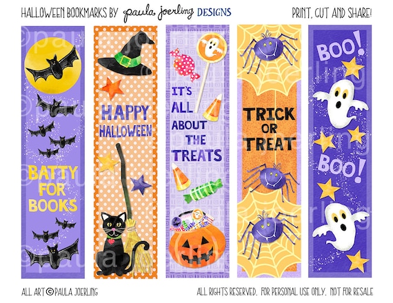 Printable Halloween Bookmarks Halloween Party Favor - Etsy