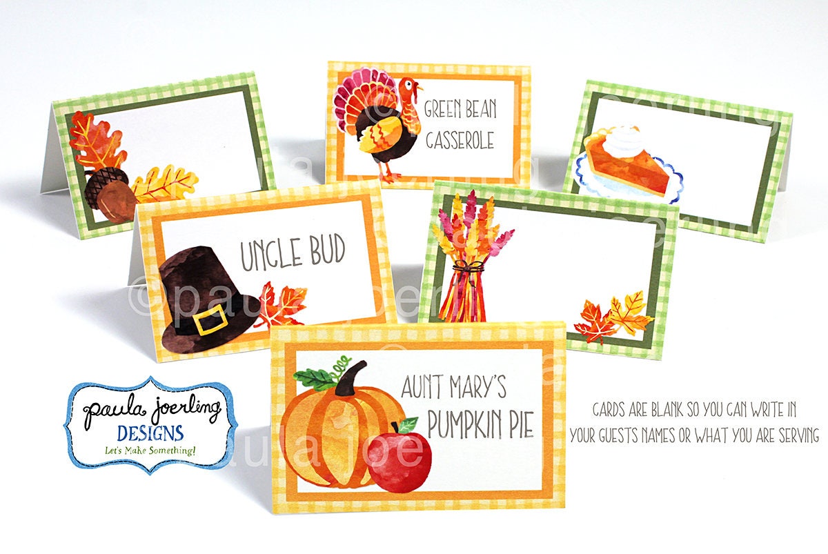 printable thanksgiving place card, thanksgiving food label