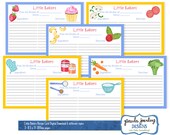 Little Baker Printable Kids Recipe Cards, 4 x 6 Recipe Card, Kids Recipe Digital Download, Illustrated Recipe Cards for Kids