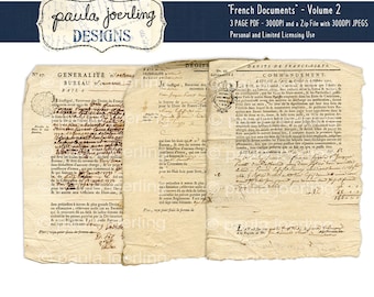 Vintage French Document, Printable, Digital Download, French Writing, Vintage Ephemera, Handwriting, Scrapbook Paper