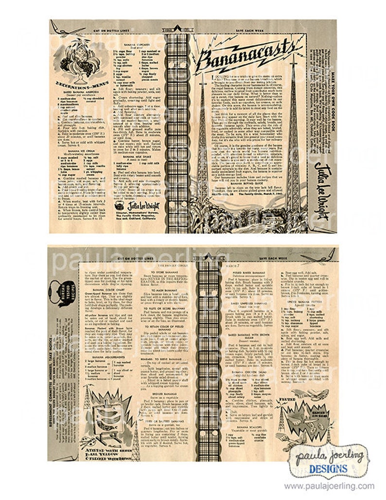 Recipes Clippings Download,Recipes Ephemera, Printable, Digital Download, Scrapbook Paper, Old Newspaper Clippings, Vintage Cookbook image 3