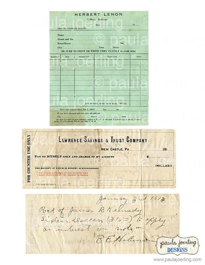 printable old receipts digital download vintage ephemera