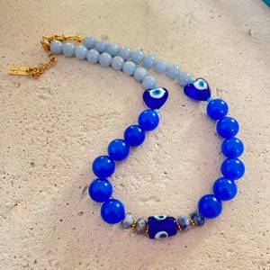 Blue evil eye handmade necklace